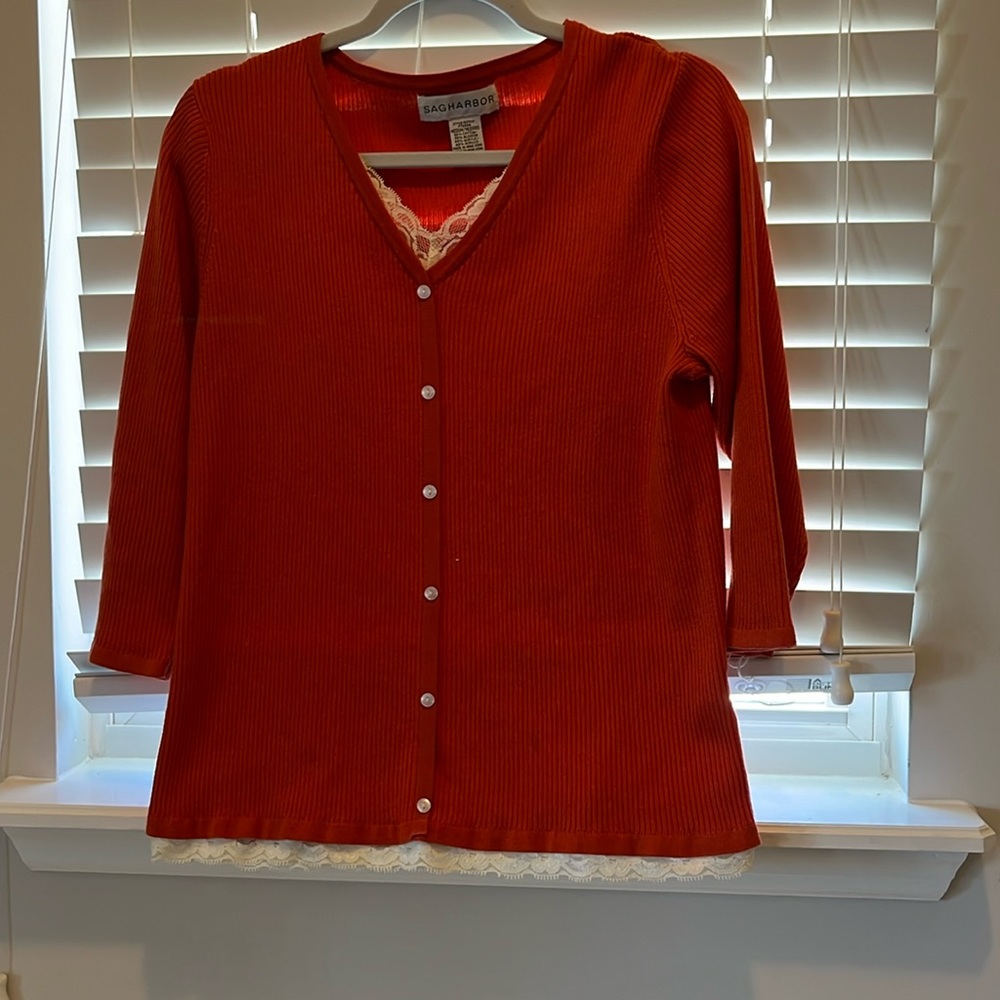 Burnt orange long sleeve with lace detail